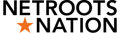 Netroots Nation conference logo. Letters in black with orange star